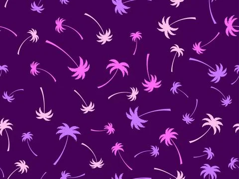 Colorful palm trees seamless pattern.  Summer time, wallpaper with tropical.. Illustrazione stock