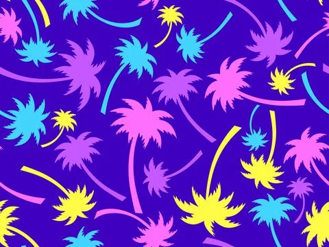 Colorful palm trees seamless pattern. Summer time, wallpaper with tropical .. Stock-Illustration