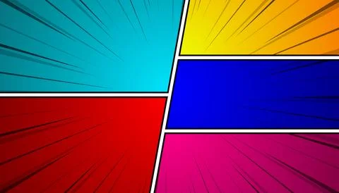 Colorful panel comic with blank set. Stock Illustration