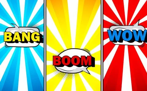 Colorful panel comic with blank speech bubble set Stock Illustration