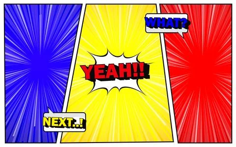 Colorful panel comic with blank speech bubble set Stock Illustration