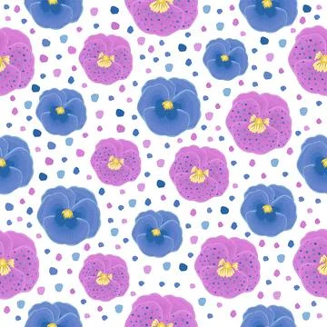 Colorful pansies, seamless pattern Stock Illustration
