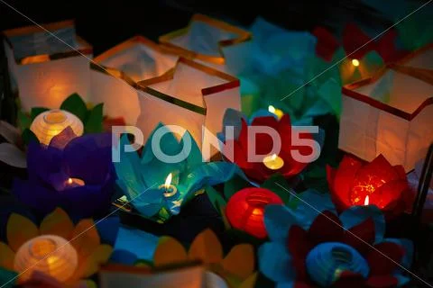 Colorful paper lanterns Stock Photos