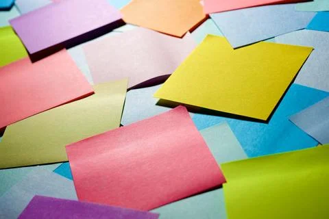 Colorful paper notes on a table Stock Photos