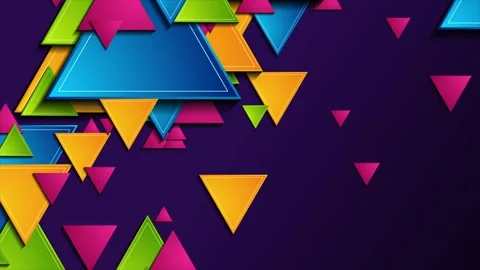Colorful paper triangles geometric tech abstract motion background Stock Footage 329461220