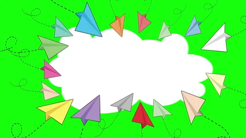 Colorful paperplanes cloud frame Stock Footage 247317187