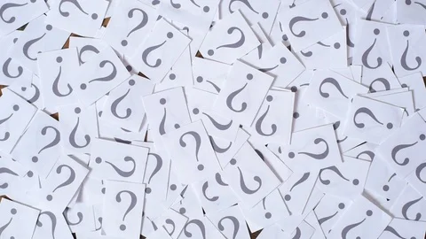 Colorful papers with QUESTION MARK fall on white background of QUESTION MARK Stock Footage 88468901