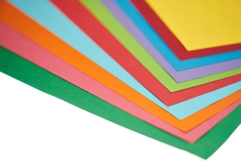 Colorful papers on white background Stock Photos