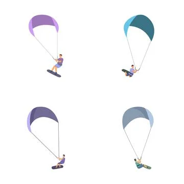 Colorful parasailing vector illustrations showcasing adventure sports Stock Illustration