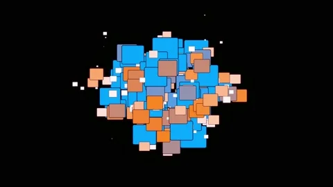 Colorful particle cloud constantly emitting new box shape particles Stock Footage 196000649
