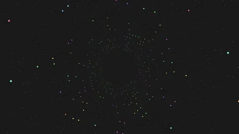Colorful particle starfield vortex background with glowing dots in dark space Stock Footage 333782753