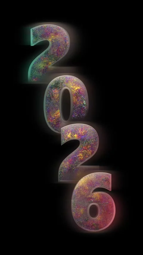 Colorful particles are generated inside the transparent ‘2026 Stock Footage 321796048