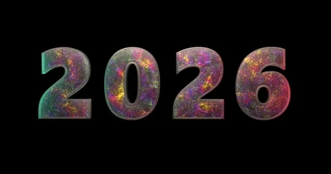 Colorful particles are generated inside the transparent ‘2026 Stock Footage 321796049