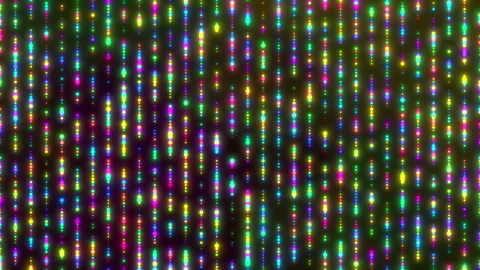 Colorful particles arranged vertically that sparkle randomly Stockbeeldmateriaal 332261063