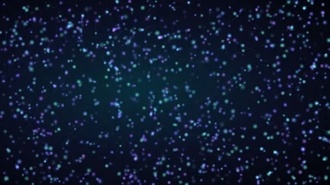 Colorful particles moving in a dark background create a lively scene Stock Footage 337233914