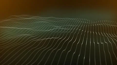 Colorful particles wave motion background. Techy wave particles background. イラスト素材