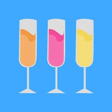 Colorful Party Champagnes Vector Illustration Stock Illustration