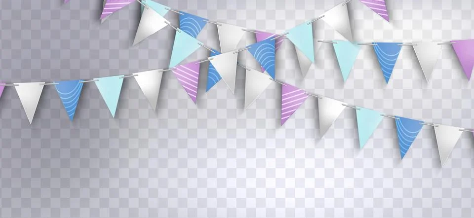 Colorful party flag bunting - triangular pennants Stock Illustration