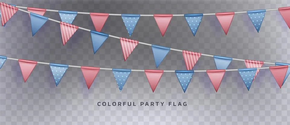 Colorful party flag bunting - triangular pennants Stock Illustration