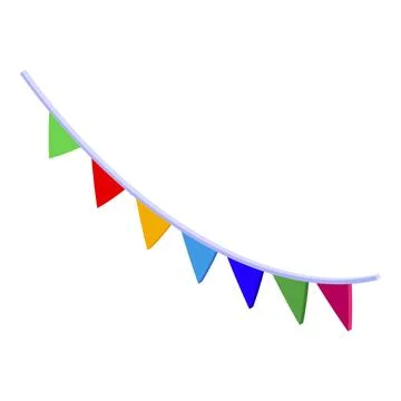 Colorful party flags string decoration hanging celebrating Stock Illustration