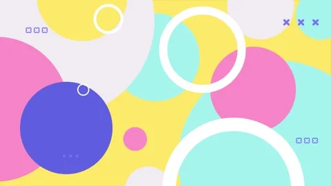 Colorful pastel bubble pattern with geometric elements seamless 4k video Stock Footage 324832877