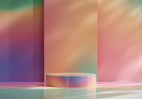 Colorful pastel object podium platform product display and showcase 3d rend.. Stock Illustration