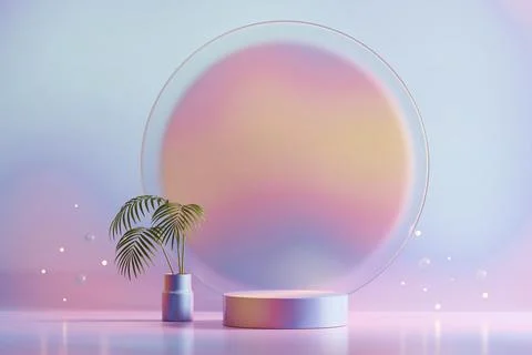 Colorful pastel object podium platform product display and showcase 3d rend.. Stock Illustration