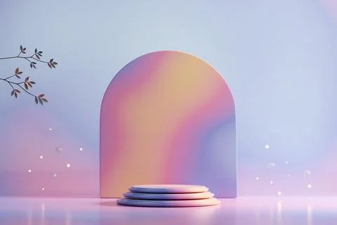 Colorful pastel object podium platform product display and showcase 3d rend.. Stock Illustration