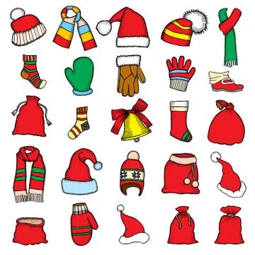 Colorful patch badges of different Merry Christmas Ilustração Stock