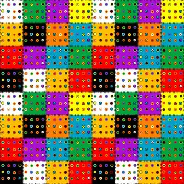 Colorful patchwork background with buttons Illustrazione stock