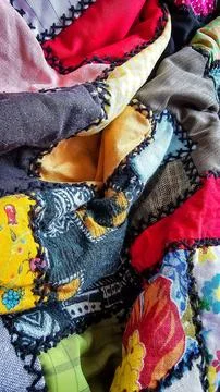Colorful patchwork blanket 스톡 사진