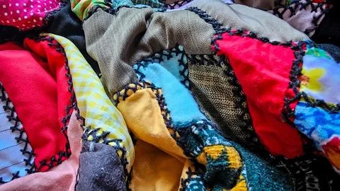 Colorful Patchwork Blanket 스톡 사진