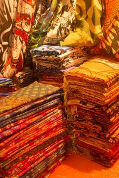 Colorful patchwork blanket of red and orange color Stock-Fotos