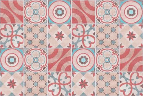 Colorful patchwork pattern tile background - tiled design Stock Photos