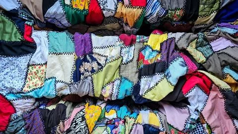 Colorful patchwork quilt Fotos de archivo