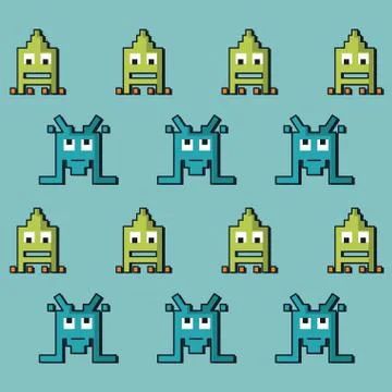 Colorful pattern of alien of spatial game Stock Illustration