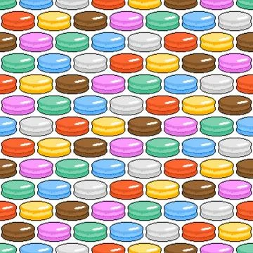 Colorful pattern of assorted macarons in various flavors on a white backgroun Illustrazione stock