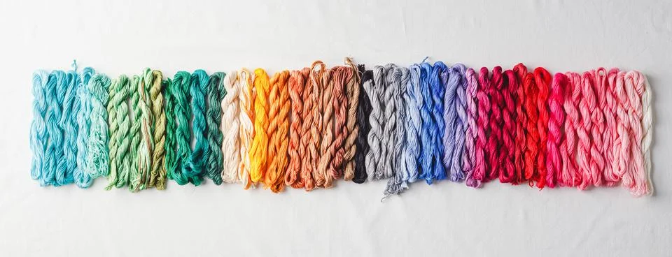 Colorful pattern background from embroidery thread Foto stock
