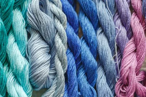 Colorful pattern background from embroidery thread Stock Photos