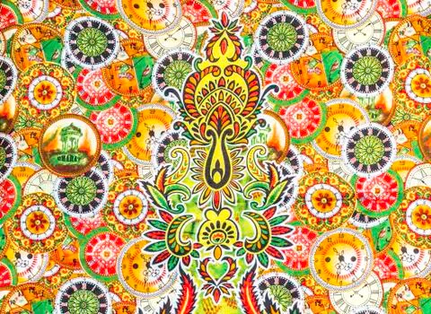 Colorful pattern of batik fablic Stock Photos