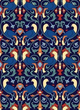 Colorful pattern with birds. Stock Illustration