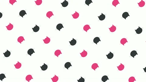 Colorful pattern of black and pink cat heads. Seamless pattern with cat faces Stock Footage 169240423