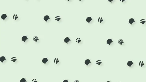 Colorful pattern of black cat heads and paws. Seamless pattern with cat paw and Video stock 169239734