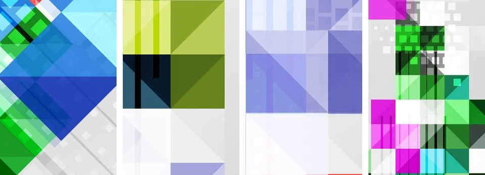 Colorful pattern of blue and violet rectangles on white background Stock Illustration