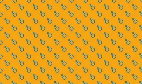 Colorful pattern of blue and yellow bicycle icons on orange background Stock Illustration
