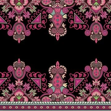 Colorful pattern border design on a black background Stock Illustration