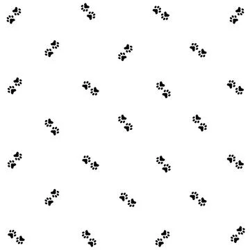 Colorful pattern of cat paws on white background. Seamless pattern with cat paw Illustrazione stock