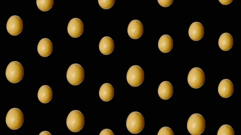 Colorful pattern of chicken eggs on black background. Seamless pattern with egg Stock Footage 167486168