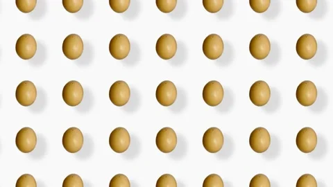 Colorful pattern of chicken eggs. Seamless pattern with egg. Top view. Realistic Stock Footage 167479014