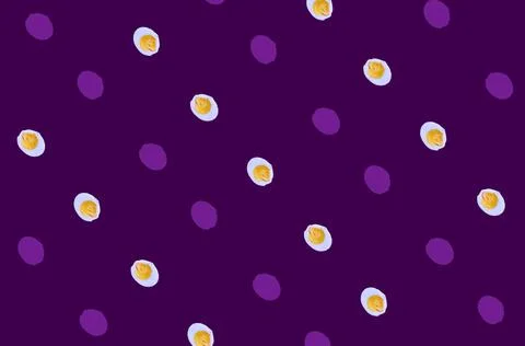 Colorful pattern of chicken eggs on violet background. Top view. Flat lay. Pop 스톡 사진